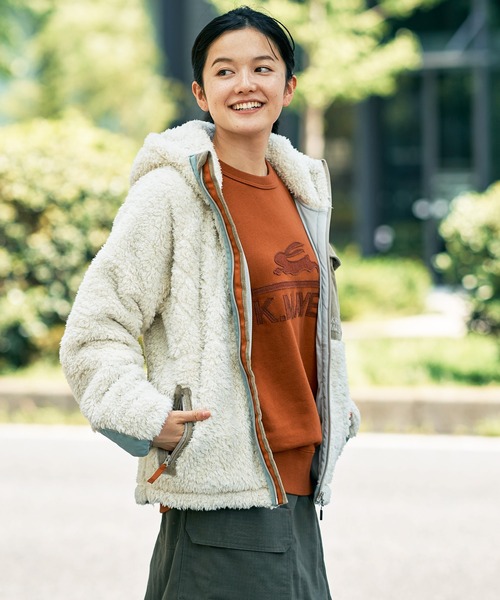 KRIFF MAYER Lady's Collection(クリフメイヤーレディースコレクション)の「裏起毛ユルクルー(ワッペン)(スウェット・レディース・モカ/チャコール/カラフル/ネイビー/グレー/レンガ/グリーン/ナチュラル・LARGE/MEDIUM)」の18枚目の写真