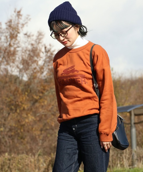 KRIFF MAYER Lady's Collection(クリフメイヤーレディースコレクション)の「裏起毛ユルクルー(ワッペン)(スウェット・レディース・モカ/チャコール/カラフル/ネイビー/グレー/レンガ/グリーン/ナチュラル・LARGE/MEDIUM)」の11枚目の写真