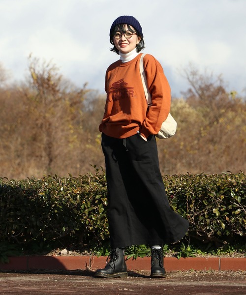 KRIFF MAYER Lady's Collection(クリフメイヤーレディースコレクション)の「裏起毛ユルクルー(ワッペン)(スウェット・レディース・モカ/チャコール/カラフル/ネイビー/グレー/レンガ/グリーン/ナチュラル・LARGE/MEDIUM)」の12枚目の写真