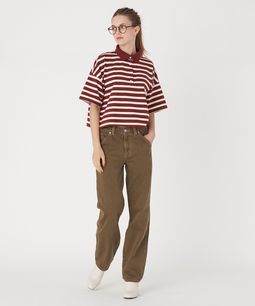 Levi's（リーバイス）の「Levi's/リーバイス クロップド ポロシャツ FIRED BRICK（Tシャツ/カットソー・レディース・レッド・S/XS/M）」の9枚目の写真