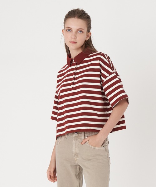 Levi's（リーバイス）の「Levi's/リーバイス クロップド ポロシャツ FIRED BRICK（Tシャツ/カットソー・レディース・レッド・S/XS/M）」の5枚目の写真