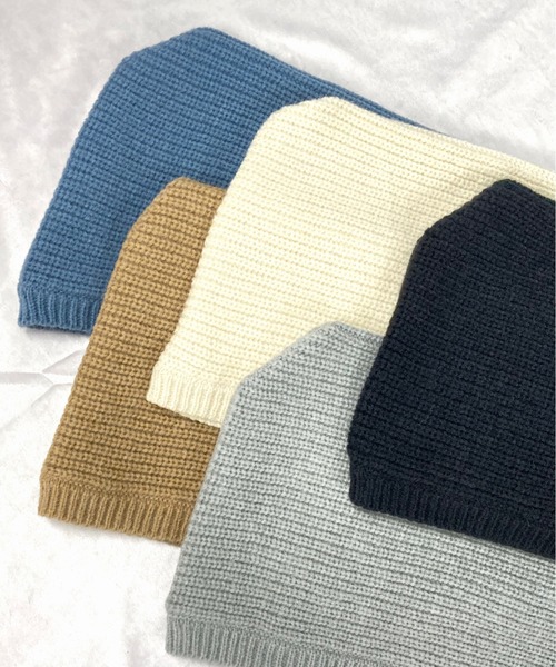Auntie Rosa（アンティローザ）の「畦編みニットキャップ/ニットフードウォーマー/ バラクラバ（ニットキャップ/ビーニー・レディース・ベージュ/ブラック/ライトブルー/アイボリー/グレー・FREE）」の12枚目の写真