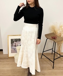 ジャガードスカート×ニットセット
