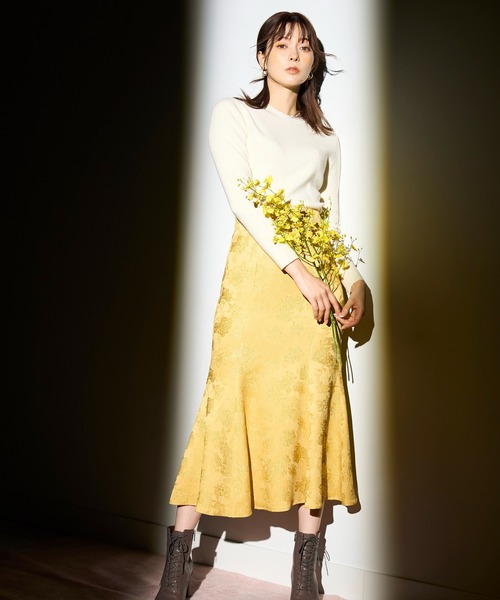 NOELA(ノエラ)の「ジャガードスカート×ニットセット(ワンピース・レディース・イエロー/オフホワイト/サックスブルー・M/S)」の15枚目の写真