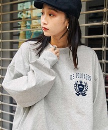 U.S. POLO ASSN. /ユーエスポロアッスン 別注 ヴィンテージライクカレッジロゴ刺繍 ビッグシルエット長袖Tシャツ