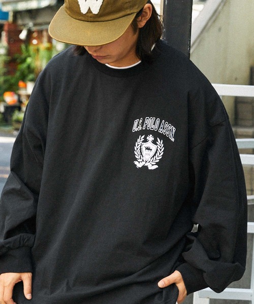 U.S. POLO ASSN.(ユーエスポロアッスン)の「U.S. POLO ASSN. /ユーエスポロアッスン 別注 ヴィンテージライクカレッジロゴ刺繍 ビッグシルエット長袖Tシャツ(Tシャツ/カットソー・メンズ・ブラック系/ライトグレー/ライトグレー系/ダークグリーン系/オフホワイト/ダークグリーン/ホワイト系/ブラック・M/L)」の4枚目の写真