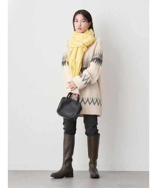 earth music&ecology（アースミュージックアンドエコロジー）の「フリンジマフラー（ストール/ショール・レディース・ピンク/イエロー/グリーン/パープル・FREE）」の16枚目の写真