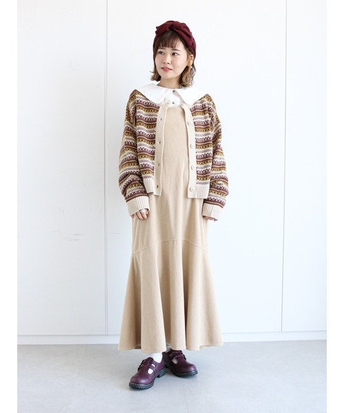 ehka sopo（エヘカソポ）の「幾何学柄前後着カーディガン（カーディガン/ボレロ・レディース・ブラウン/ブルー/グリーン/ベージュ・ﾌﾘ-）」の8枚目の写真