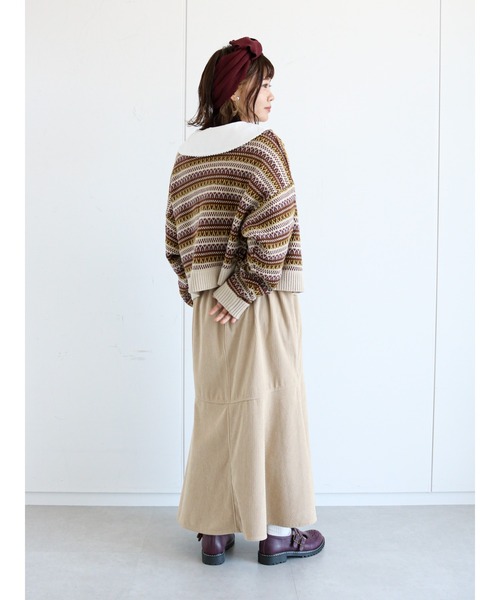 ehka sopo（エヘカソポ）の「幾何学柄前後着カーディガン（カーディガン/ボレロ・レディース・ブラウン/ブルー/グリーン/ベージュ・ﾌﾘ-）」の10枚目の写真