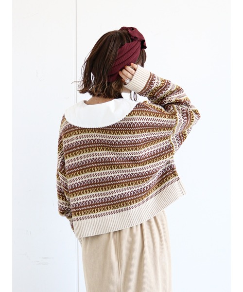 ehka sopo（エヘカソポ）の「幾何学柄前後着カーディガン（カーディガン/ボレロ・レディース・ブラウン/ブルー/グリーン/ベージュ・ﾌﾘ-）」の12枚目の写真