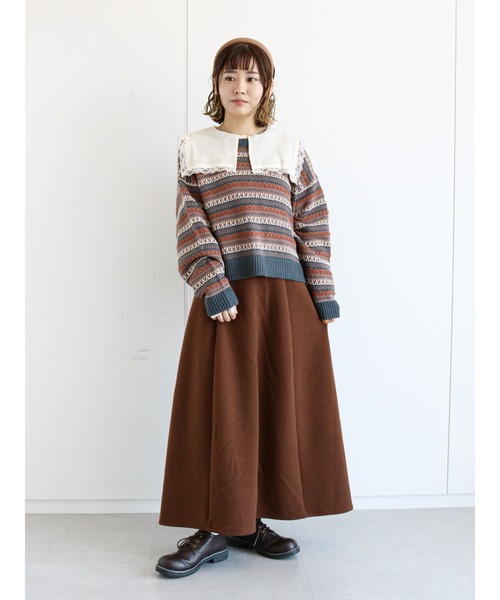 ehka sopo（エヘカソポ）の「幾何学柄前後着カーディガン（カーディガン/ボレロ・レディース・ブラウン/ブルー/グリーン/ベージュ・ﾌﾘ-）」の14枚目の写真