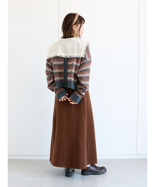 ehka sopo（エヘカソポ）の「幾何学柄前後着カーディガン（カーディガン/ボレロ・レディース・ブラウン/ブルー/グリーン/ベージュ・ﾌﾘ-）」の15枚目の写真
