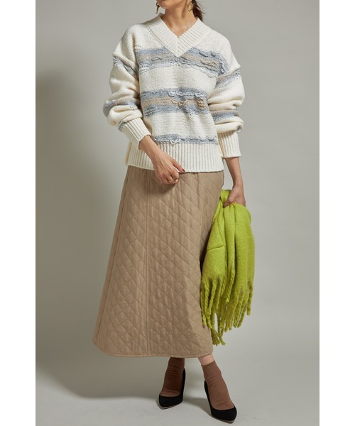 &. NOSTALGIA(アンドドットノスタルジア)の「裏編みボーダーニットプルオーバー(ニット/セーター・レディース・イエロー/アイボリー・FREE)」の3枚目の写真