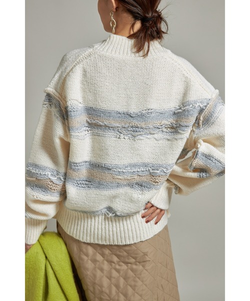 &. NOSTALGIA(アンドドットノスタルジア)の「裏編みボーダーニットプルオーバー(ニット/セーター・レディース・イエロー/アイボリー・FREE)」の6枚目の写真