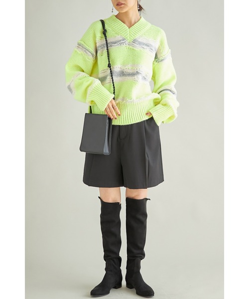 &. NOSTALGIA(アンドドットノスタルジア)の「裏編みボーダーニットプルオーバー(ニット/セーター・レディース・イエロー/アイボリー・FREE)」の7枚目の写真