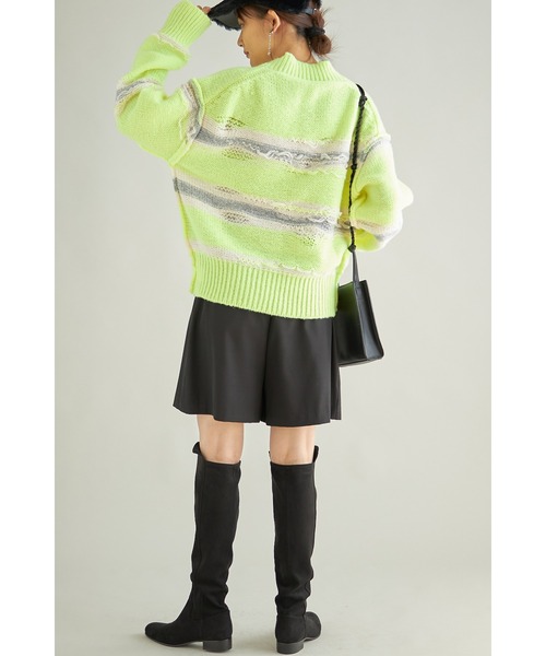 &. NOSTALGIA(アンドドットノスタルジア)の「裏編みボーダーニットプルオーバー(ニット/セーター・レディース・イエロー/アイボリー・FREE)」の8枚目の写真