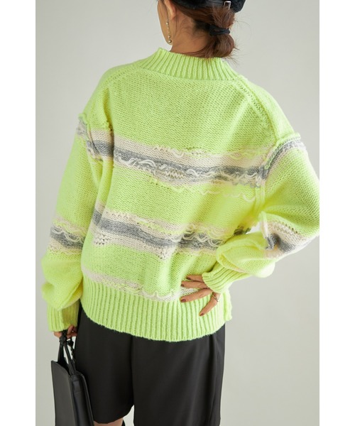 &. NOSTALGIA(アンドドットノスタルジア)の「裏編みボーダーニットプルオーバー(ニット/セーター・レディース・イエロー/アイボリー・FREE)」の9枚目の写真