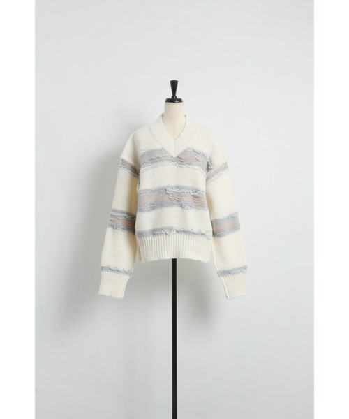 &. NOSTALGIA(アンドドットノスタルジア)の「裏編みボーダーニットプルオーバー(ニット/セーター・レディース・イエロー/アイボリー・FREE)」の10枚目の写真