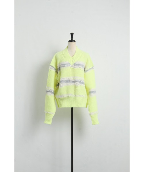 &. NOSTALGIA(アンドドットノスタルジア)の「裏編みボーダーニットプルオーバー(ニット/セーター・レディース・イエロー/アイボリー・FREE)」の11枚目の写真