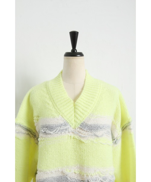 &. NOSTALGIA(アンドドットノスタルジア)の「裏編みボーダーニットプルオーバー(ニット/セーター・レディース・イエロー/アイボリー・FREE)」の14枚目の写真