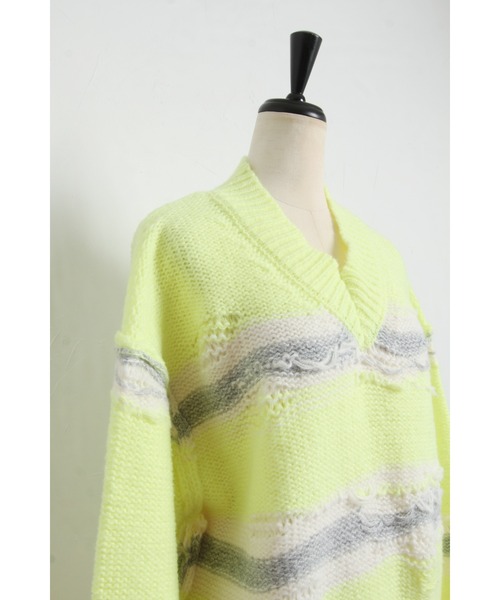 &. NOSTALGIA(アンドドットノスタルジア)の「裏編みボーダーニットプルオーバー(ニット/セーター・レディース・イエロー/アイボリー・FREE)」の15枚目の写真