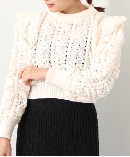 toucher du brise（トゥシェドブリーズ）の「ポコポコ ショート丈 ニット（ニット/セーター・レディース・オフホワイト/ピンク/ブルー・M）」の2枚目の写真