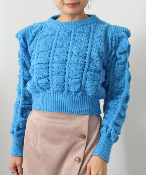 toucher du brise（トゥシェドブリーズ）の「ポコポコ ショート丈 ニット（ニット/セーター・レディース・オフホワイト/ピンク/ブルー・M）」の12枚目の写真