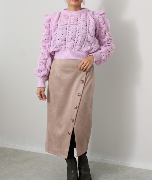 toucher du brise（トゥシェドブリーズ）の「ポコポコ ショート丈 ニット（ニット/セーター・レディース・オフホワイト/ピンク/ブルー・M）」の6枚目の写真