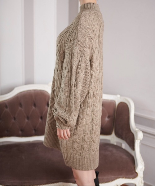 FREE'S MART（フリーズマート）の「◆ウール混ケーブルハイネックミニワンピース（ワンピース・レディース・ホワイト/ブルー/ブラウン・SMALL/MEDIUM）」の17枚目の写真