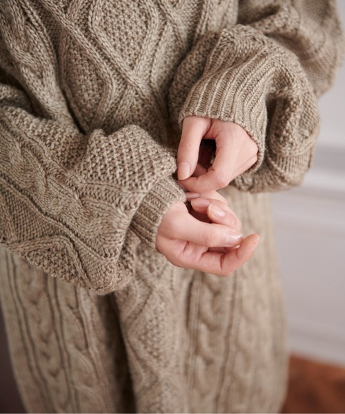 FREE'S MART（フリーズマート）の「◆ウール混ケーブルハイネックミニワンピース（ワンピース・レディース・ホワイト/ブルー/ブラウン・SMALL/MEDIUM）」の11枚目の写真