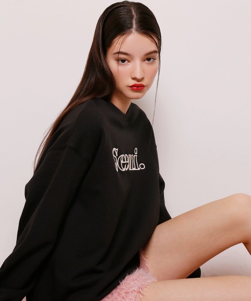 Seemi. byNICECLAUP（ シーミーバイナイスクラップ）の「【Seemi】Seemiオーバーサイズスウェット（スウェット・レディース・オフホワイト/杢グレー/ブラック・FREE）」の15枚目の写真