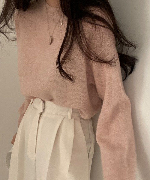 Vipoa（ヴィポア）の「ベーシックニットプルオーバー（ニット/セーター・レディース・ベージュ/ブルー/ブラウン/グレー/ピンク/ブラック・FREE）」の6枚目の写真