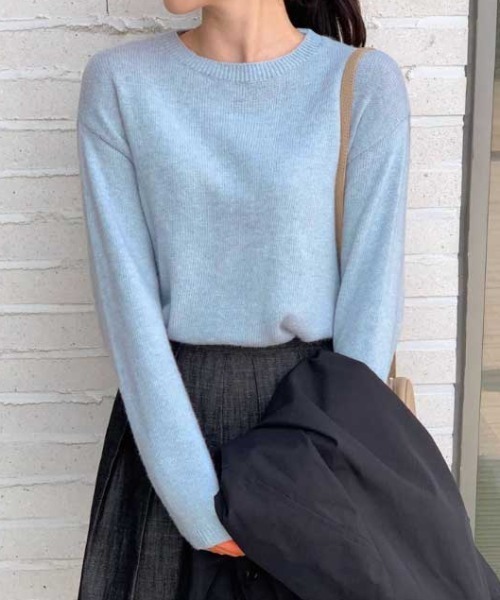 Vipoa（ヴィポア）の「ベーシックニットプルオーバー（ニット/セーター・レディース・ベージュ/ブルー/ブラウン/グレー/ピンク/ブラック・FREE）」の5枚目の写真