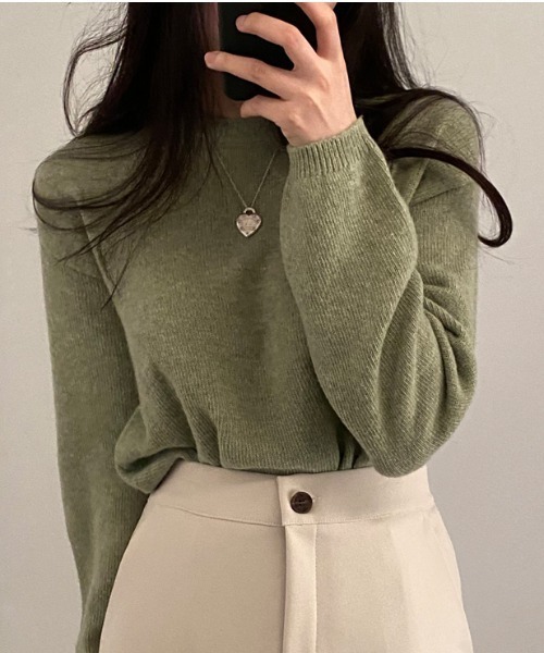 Vipoa（ヴィポア）の「ベーシックニットプルオーバー（ニット/セーター・レディース・ベージュ/ブルー/ブラウン/グレー/ピンク/ブラック・FREE）」の10枚目の写真