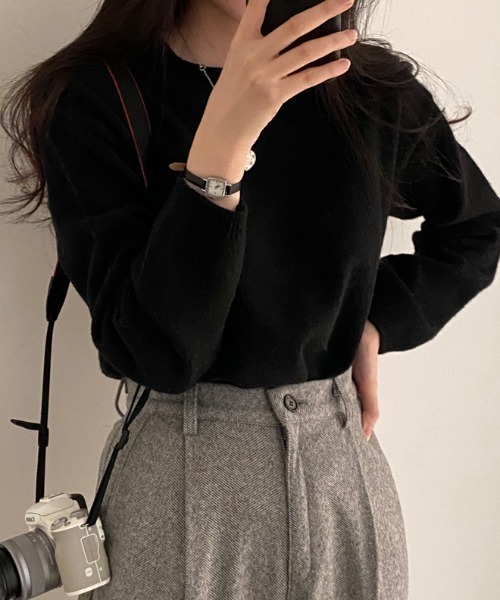 Vipoa（ヴィポア）の「ベーシックニットプルオーバー（ニット/セーター・レディース・ベージュ/ブルー/ブラウン/グレー/ピンク/ブラック・FREE）」の14枚目の写真