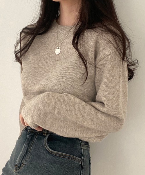 Vipoa（ヴィポア）の「ベーシックニットプルオーバー（ニット/セーター・レディース・ベージュ/ブルー/ブラウン/グレー/ピンク/ブラック・FREE）」の15枚目の写真