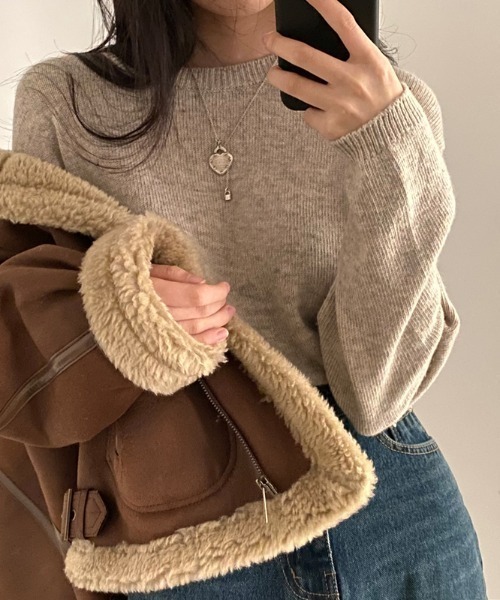 Vipoa（ヴィポア）の「ベーシックニットプルオーバー（ニット/セーター・レディース・ベージュ/ブルー/ブラウン/グレー/ピンク/ブラック・FREE）」の13枚目の写真