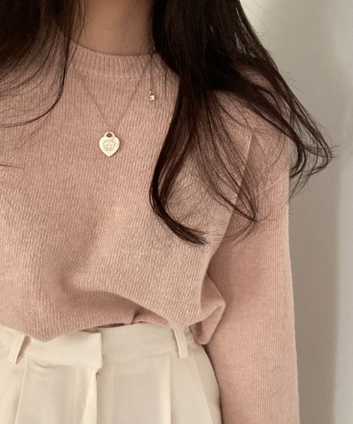 Vipoa（ヴィポア）の「ベーシックニットプルオーバー（ニット/セーター・レディース・ベージュ/ブルー/ブラウン/グレー/ピンク/ブラック・FREE）」の9枚目の写真