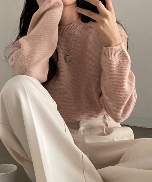 Vipoa（ヴィポア）の「ベーシックニットプルオーバー（ニット/セーター・レディース・ベージュ/ブルー/ブラウン/グレー/ピンク/ブラック・FREE）」の8枚目の写真