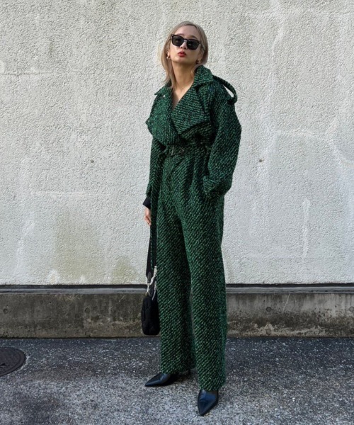 AMAIL（アマイル）の「Luxe tweed coverall（サロペット/オーバーオール・レディース・ブラック/グリーン・FREE）」の8枚目の写真