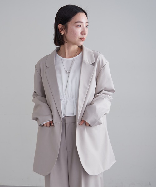 mline（エムライン）の「[mline]テーラードジャケット（テーラードジャケット・レディース・ネイビー/ベージュ・FREE）」の2枚目の写真