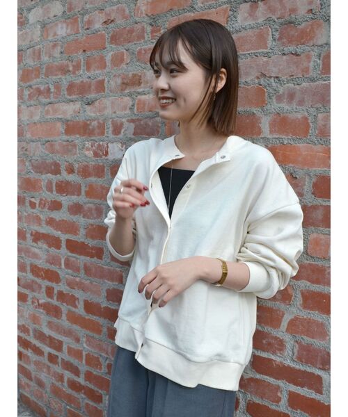 Ungrid（アングリッド）の「【WEB限定】ルーズスウェットカーディガン（カーディガン/ボレロ・レディース・オレンジ/グリーン/ピンク/ライトグレー/ブラック/アイボリー・FREE）」の9枚目の写真