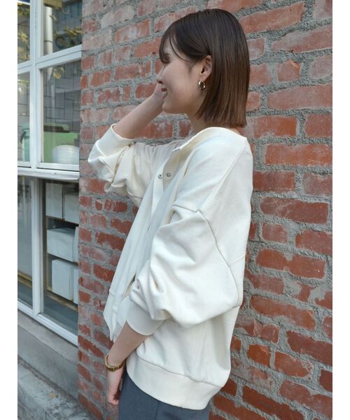 Ungrid（アングリッド）の「【WEB限定】ルーズスウェットカーディガン（カーディガン/ボレロ・レディース・オレンジ/グリーン/ピンク/ライトグレー/ブラック/アイボリー・FREE）」の10枚目の写真