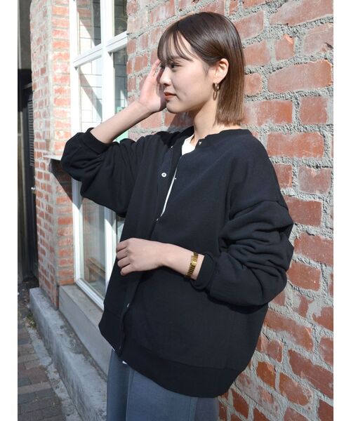 Ungrid（アングリッド）の「【WEB限定】ルーズスウェットカーディガン（カーディガン/ボレロ・レディース・オレンジ/グリーン/ピンク/ライトグレー/ブラック/アイボリー・FREE）」の12枚目の写真