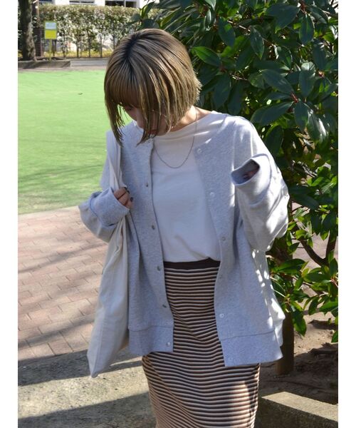 Ungrid（アングリッド）の「【WEB限定】ルーズスウェットカーディガン（カーディガン/ボレロ・レディース・オレンジ/グリーン/ピンク/ライトグレー/ブラック/アイボリー・FREE）」の15枚目の写真