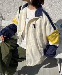 【低身長用サイズあり】配色ジップアップナイロンブルゾン