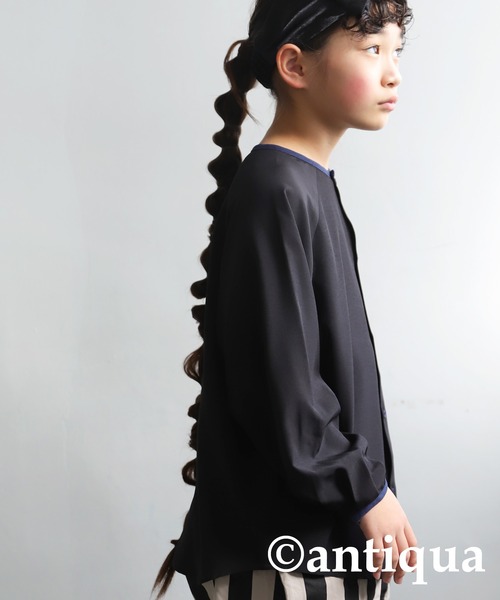 antiqua(アンティカ)の「配色パイピングシャツ(シャツ/ブラウス・キッズ・ブラック/オフホワイト・120/130/160/140/150)」の18枚目の写真