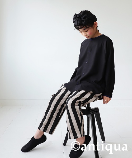 antiqua(アンティカ)の「配色パイピングシャツ(シャツ/ブラウス・キッズ・ブラック/オフホワイト・120/130/160/140/150)」の20枚目の写真