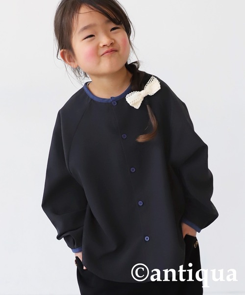 antiqua(アンティカ)の「配色パイピングシャツ(シャツ/ブラウス・キッズ・ブラック/オフホワイト・120/130/160/140/150)」の12枚目の写真