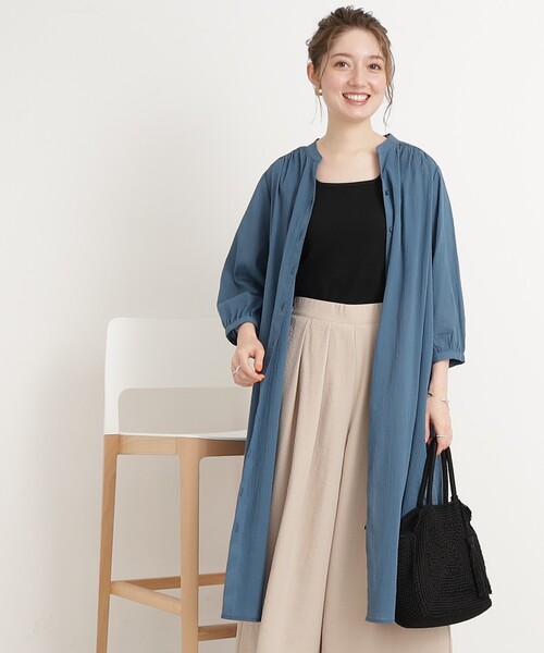 SHOO・LA・RUE（シューラルー）の「◆【プチプラ/高見え】レイヤードでこなれ見え ロングシャツ（シャツ/ブラウス・レディース・ピンク系/ブラック/ブルー/ナチュラル・02/03/04）」の4枚目の写真